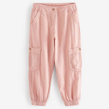 Load image into Gallery viewer, Pink Linen Mix Cargo Trousers