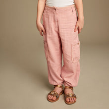 Load image into Gallery viewer, Pink Linen Mix Cargo Trousers