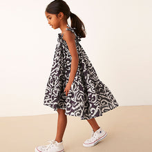 Load image into Gallery viewer, Black Swirl Print Tie Shoulder Printed Summer Dress (3-12yrs)