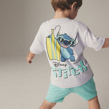 Load image into Gallery viewer, Lilac Purple/Green Lilo & Stitch Short Sleeve 100% Cotton T-Shirt and Shorts Set