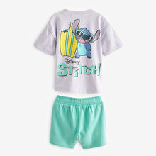 Load image into Gallery viewer, Lilac Purple/Green Lilo & Stitch Short Sleeve 100% Cotton T-Shirt and Shorts Set