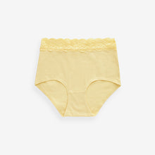 Load image into Gallery viewer, White/Blue/Yellow Full Brief Cotton and Lace Knickers 4 Pack