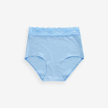 Load image into Gallery viewer, White/Blue/Yellow Full Brief Cotton and Lace Knickers 4 Pack