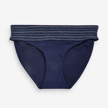 Load image into Gallery viewer, Navy Contrast Stitch High Leg Bikini Bottoms