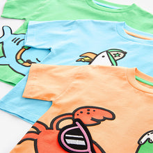 Load image into Gallery viewer, Blue/Green 100% Cotton Short Sleeve Character T-Shirts 3 Pack