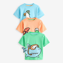 Load image into Gallery viewer, Blue/Green 100% Cotton Short Sleeve Character T-Shirts 3 Pack