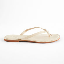 Load image into Gallery viewer, Bone White Standard/Wide Fit Forever Comfort® Bow Detail Leather Flip Flops