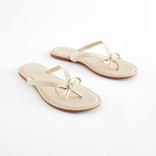 Load image into Gallery viewer, Bone White Standard/Wide Fit Forever Comfort® Bow Detail Leather Flip Flops