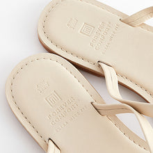 Load image into Gallery viewer, Bone White Standard/Wide Fit Forever Comfort® Bow Detail Leather Flip Flops