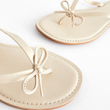 Load image into Gallery viewer, Bone White Standard/Wide Fit Forever Comfort® Bow Detail Leather Flip Flops