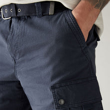 Load image into Gallery viewer, Navy Blue Belted Cargo Shorts