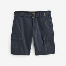 Load image into Gallery viewer, Navy Blue Belted Cargo Shorts