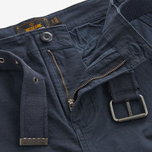 Load image into Gallery viewer, Navy Blue Belted Cargo Shorts
