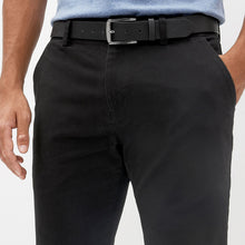 Load image into Gallery viewer, Black Slim Fit Belted Soft Touch Chino Trousers