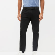 Load image into Gallery viewer, Black Slim Fit Belted Soft Touch Chino Trousers