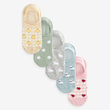 Load image into Gallery viewer, Pastel Spring Animals Print Invisible Trainers Socks 5 Pack