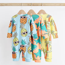 Load image into Gallery viewer, Blue/Orange Footless Baby Sleepsuit 3 Pack