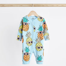 Load image into Gallery viewer, Blue/Orange Footless Baby Sleepsuit 3 Pack