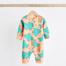 Load image into Gallery viewer, Blue/Orange Footless Baby Sleepsuit 3 Pack