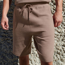 Load image into Gallery viewer, Brown Textured Zip Pocket Jersey Shorts