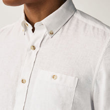 Load image into Gallery viewer, White Standard Collar Linen Blend Short Sleeve 100% Cotton Shirt