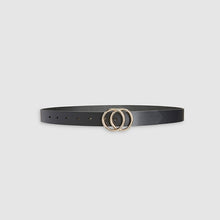 Load image into Gallery viewer, Black Leather Circle Buckle Jeans Belt