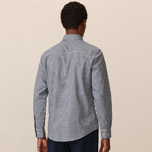 Load image into Gallery viewer, Navy Blue Gingham Easy Iron Button Down Oxford Shirt