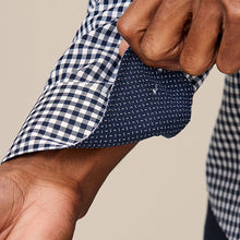 Load image into Gallery viewer, Navy Blue Gingham Easy Iron Button Down Oxford Shirt