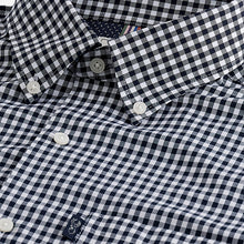 Load image into Gallery viewer, Navy Blue Gingham Easy Iron Button Down Oxford Shirt
