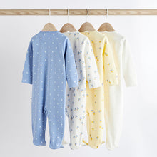 Load image into Gallery viewer, Blue Baby Two Way 100% Cotton Zip Sleespuits 4 Pack