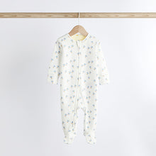 Load image into Gallery viewer, Blue Baby Two Way 100% Cotton Zip Sleespuits 4 Pack