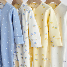 Load image into Gallery viewer, Blue Baby Two Way 100% Cotton Zip Sleespuits 4 Pack