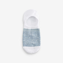Load image into Gallery viewer, White/Blue Sparkle Stripe Invisible Socks 4 Pack