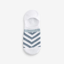 Load image into Gallery viewer, White/Blue Sparkle Stripe Invisible Socks 4 Pack