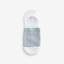 Load image into Gallery viewer, White/Blue Sparkle Stripe Invisible Socks 4 Pack