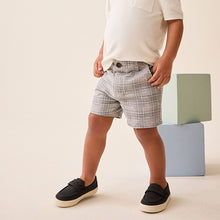 Load image into Gallery viewer, Grey Check Linen Blend Chino Shorts