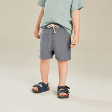 Load image into Gallery viewer, Blue Soft Textured 100% Cotton Shorts