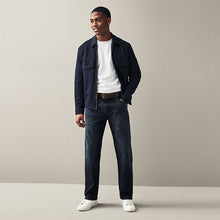 Load image into Gallery viewer, Ink Blue Regular Fit Straight Fit Belted Jeans