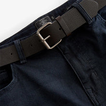 Load image into Gallery viewer, Ink Blue Regular Fit Straight Fit Belted Jeans