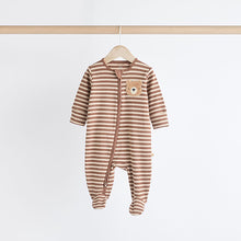 Load image into Gallery viewer, Tan Brown Bear Baby Zipped Sleepsuits 4 Pack (0mths-18mths)