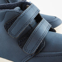 Load image into Gallery viewer, Navy Blue With Off White Sole Warm Lined Touch Fastening Boots (Younger Boys)