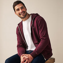 Load image into Gallery viewer, Burgundy Red Zip Through Hoodie