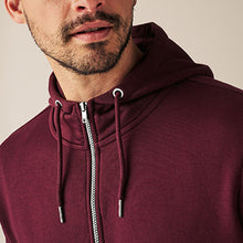 Load image into Gallery viewer, Burgundy Red Zip Through Hoodie