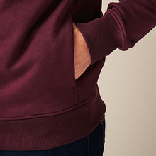 Load image into Gallery viewer, Burgundy Red Zip Through Hoodie