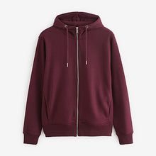 Load image into Gallery viewer, Burgundy Red Zip Through Hoodie