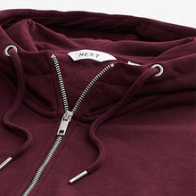 Load image into Gallery viewer, Burgundy Red Zip Through Hoodie
