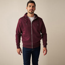 Load image into Gallery viewer, Burgundy Red Zip Through Hoodie