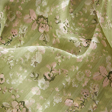 Load image into Gallery viewer, Green Floral Ditsy Sheer Pintuck Pleated Blouse
