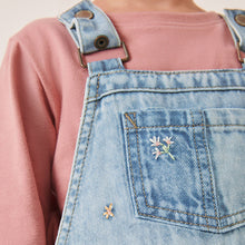 Load image into Gallery viewer, Blue Denim Embroidered Dungarees (3mths-5-6yrs)