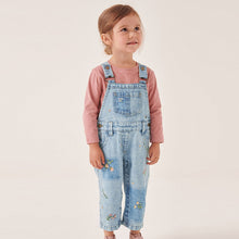 Load image into Gallery viewer, Blue Denim Embroidered Dungarees (3mths-5-6yrs)